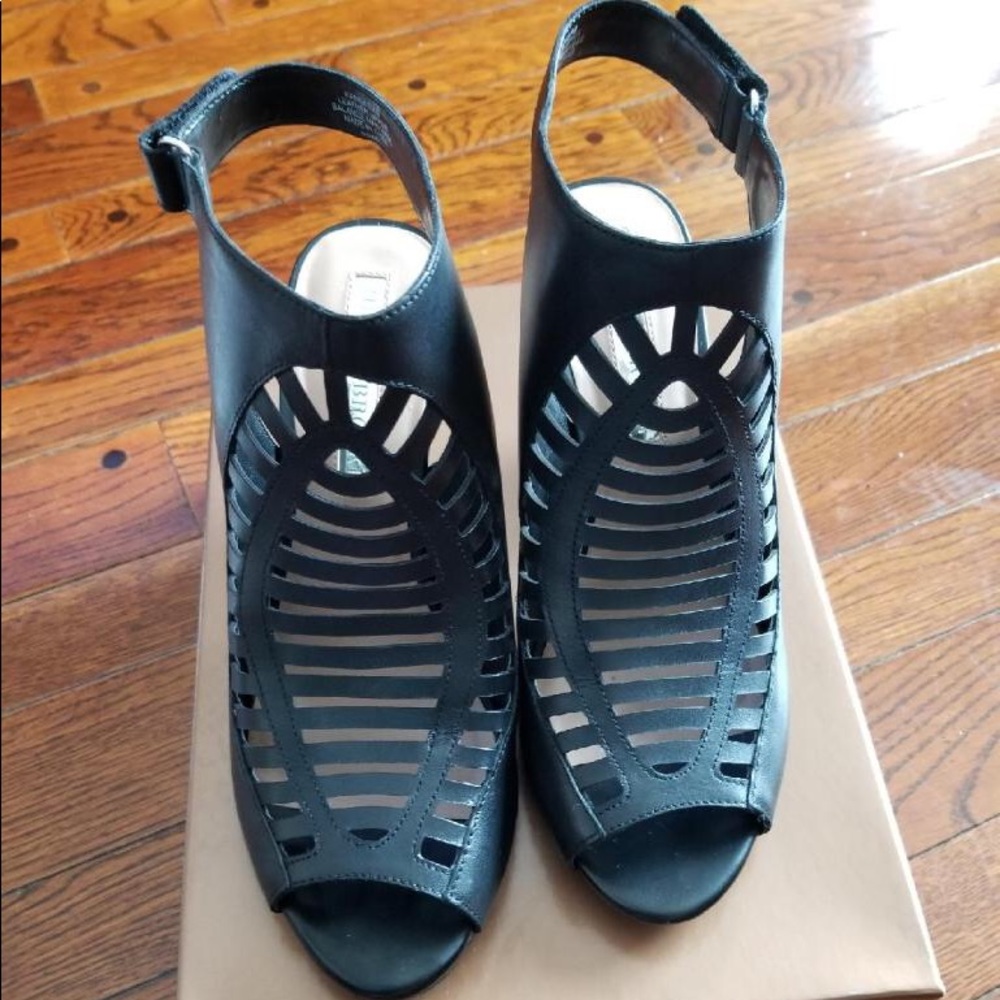 Black mid heel sandals